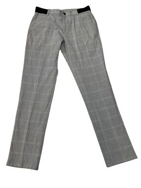 Zara Ankle Pants, Windowpane Plaid Dress Trousers,  Gray, Small, Short, 28x28